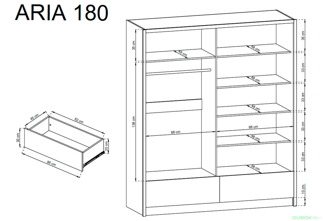 Skříň Aria I 180 černá / černý lesk - Fotografie 2 Fotografie 2 - Skříň Aria I 180 černá / černý lesk