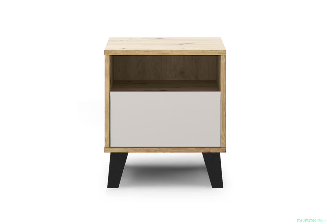 Noční stolek Borg 1s dub artisan / kašmír
