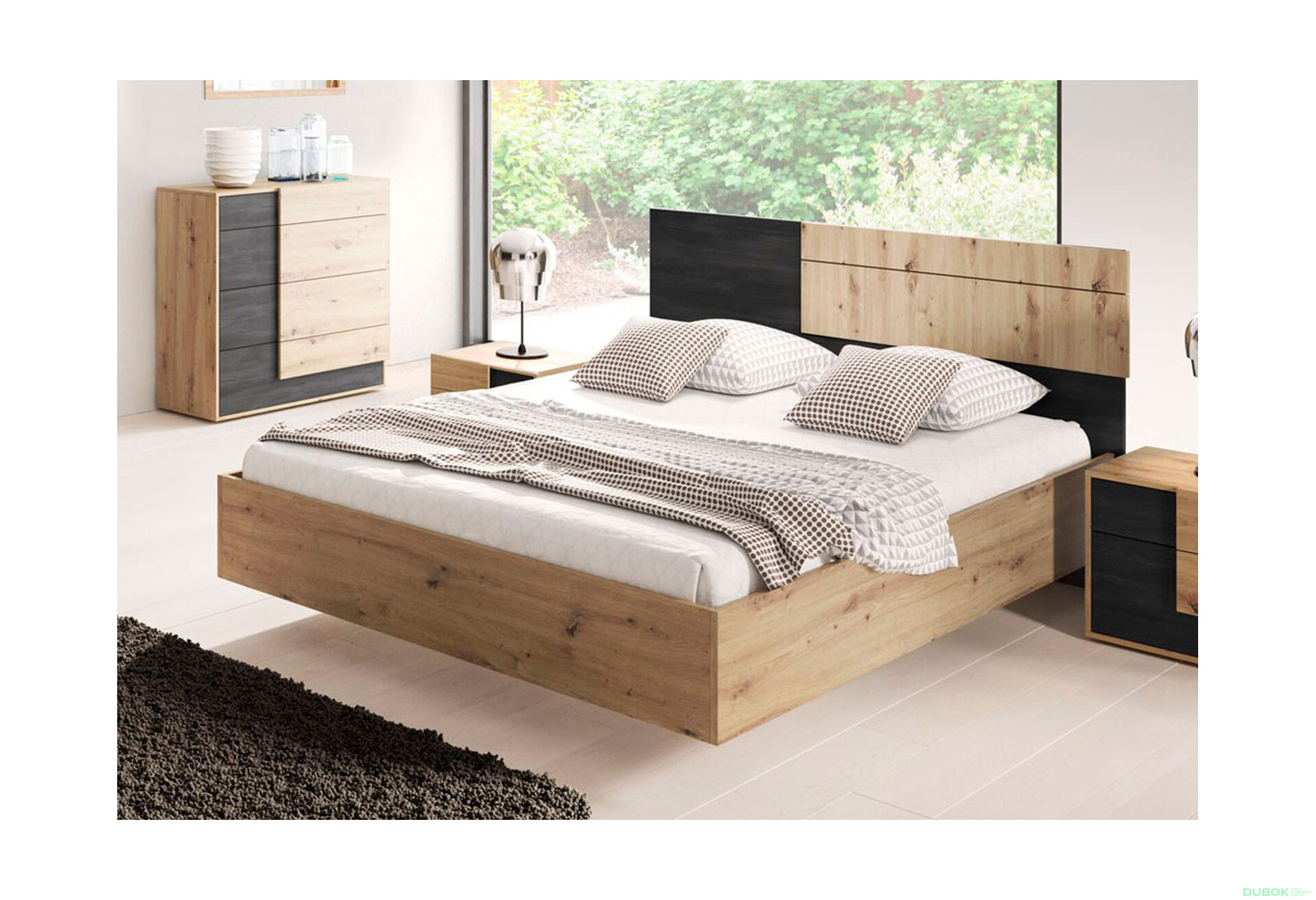 Fotografie 2 - Postel 160x200 Bafra dub artisan / grafit Idczak meble