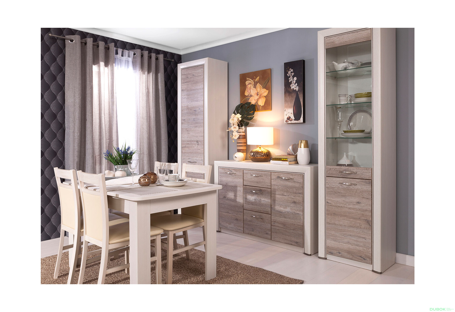 Obývací sestava 2.6 m krém / dub ancona Olivia - Fotografie 1 Fotografie 1 - Obývací sestava 2.6 m krém / dub ancona Olivia