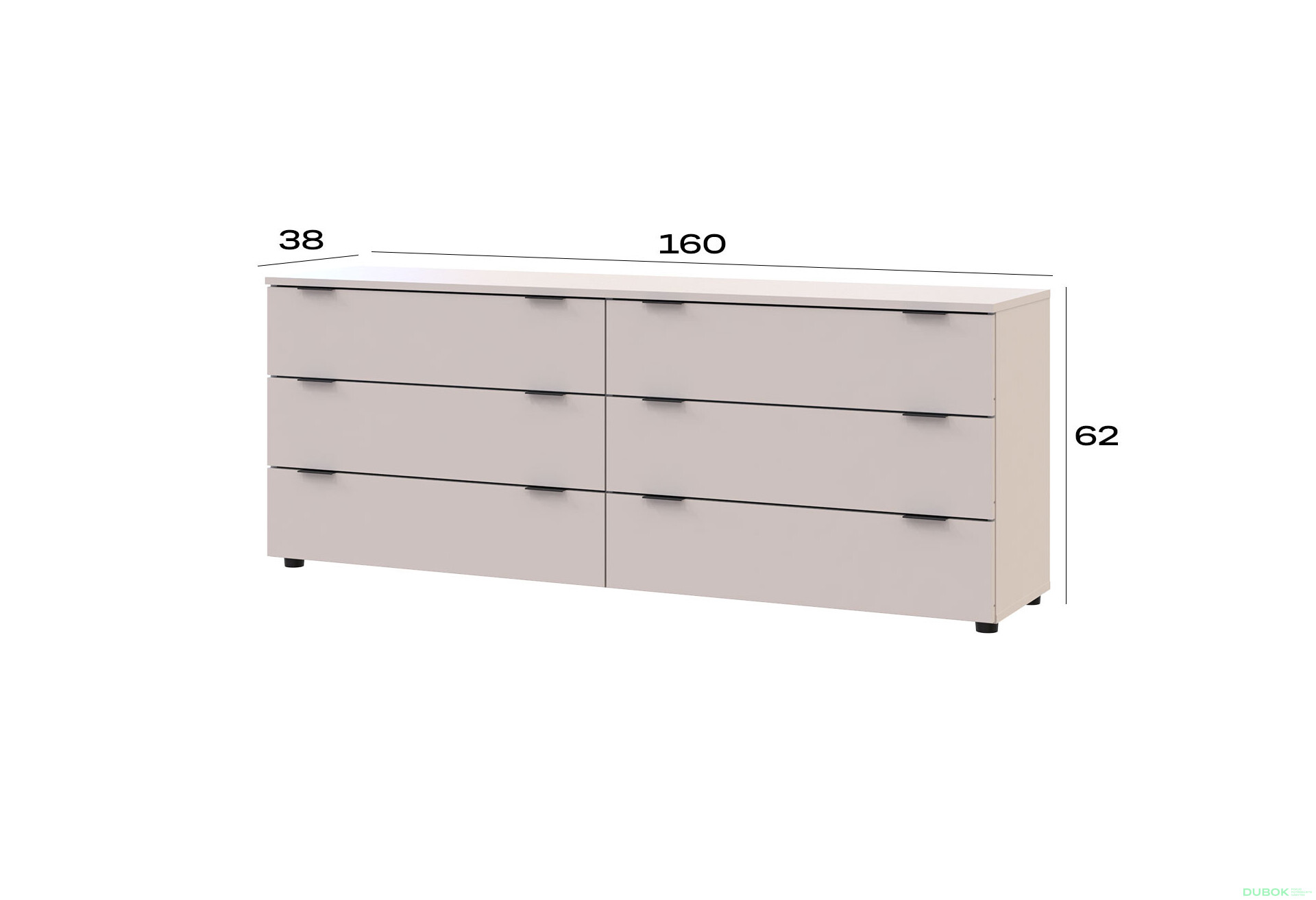 Fotografie 7 - Komoda Ron 9 s 6 zásuvkami 160х38х62 kašmír