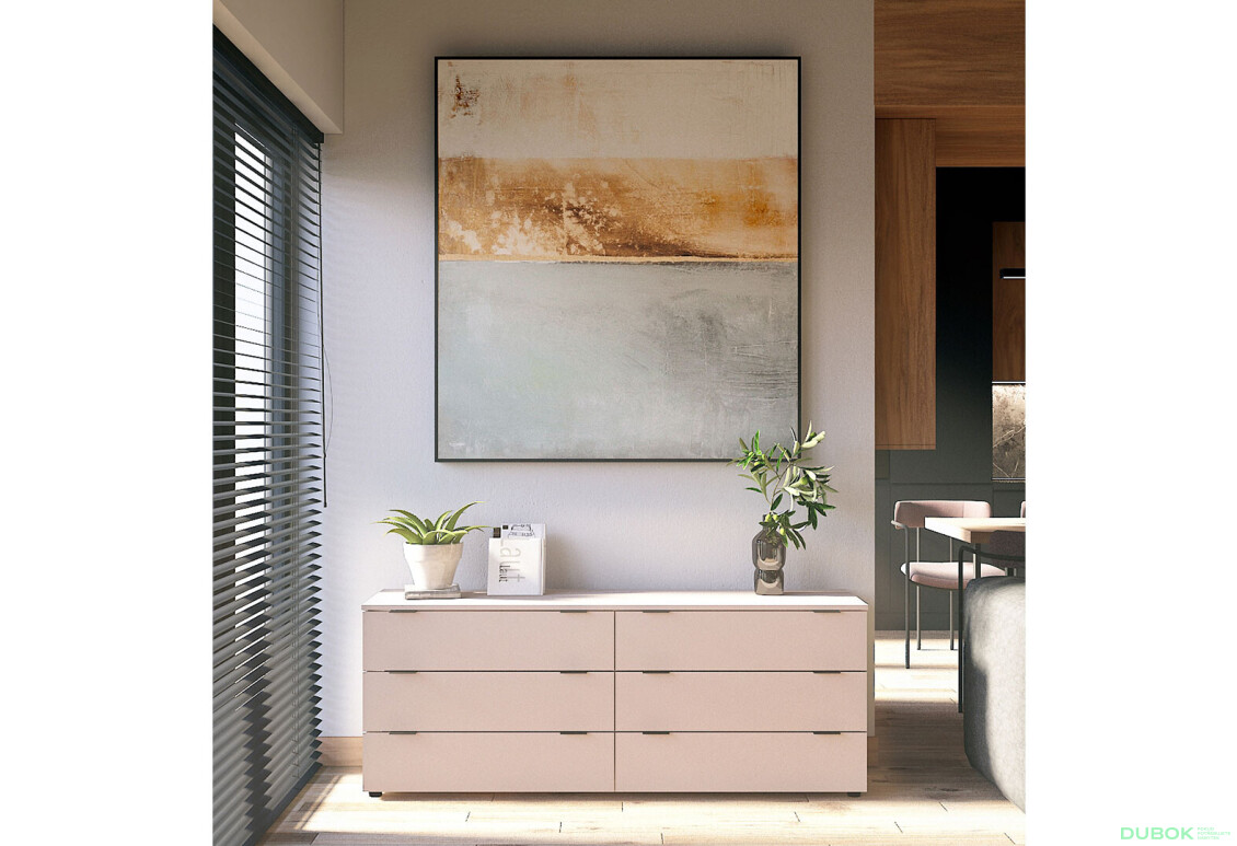 Fotografie 2 - Komoda Ron 9 s 6 zásuvkami 160х38х62 kašmír