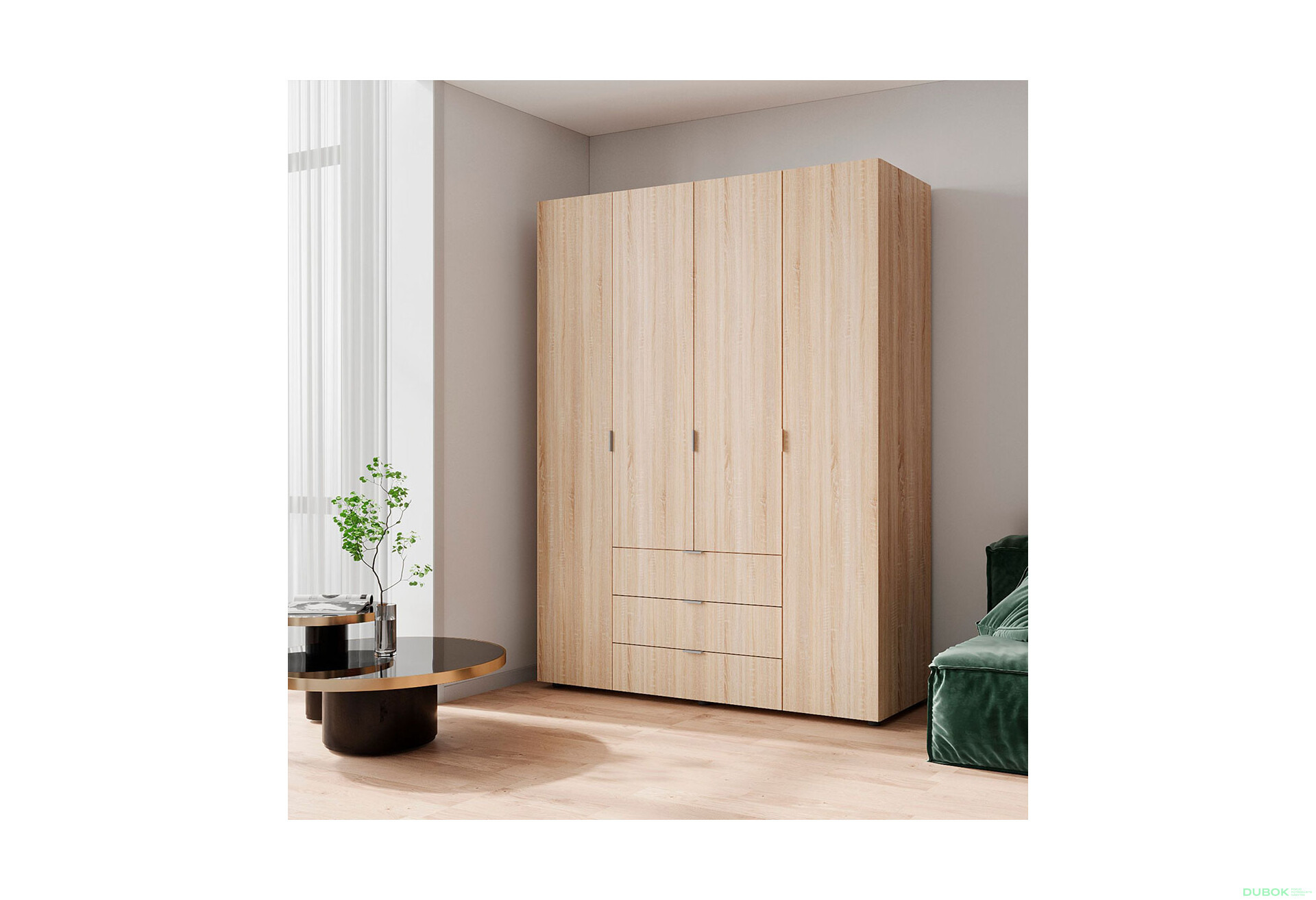 Skříň čtyřdveřová Gelar 155 cm Dub sonoma - Fotografie 2 Fotografie 2 - Skříň čtyřdveřová Gelar 155 cm Dub sonoma