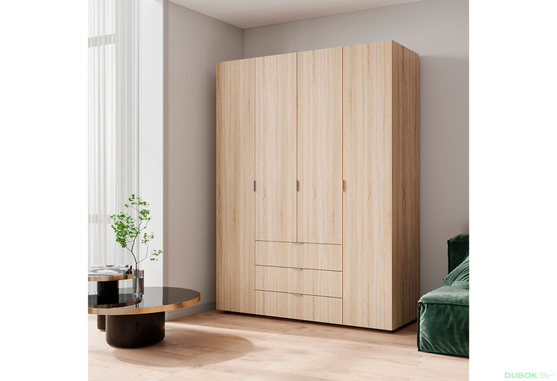 Skříň čtyřdveřová Gelar 155 cm Dub sonoma - Fotografie 2 Fotografie 2 - Skříň čtyřdveřová Gelar 155 cm Dub sonoma