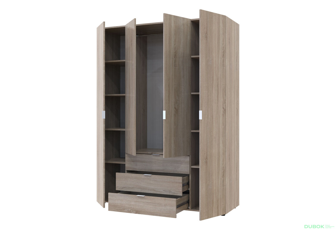 Skříň čtyřdveřová Gelar 155 cm Dub sonoma - Fotografie 4 Fotografie 4 - Skříň čtyřdveřová Gelar 155 cm Dub sonoma