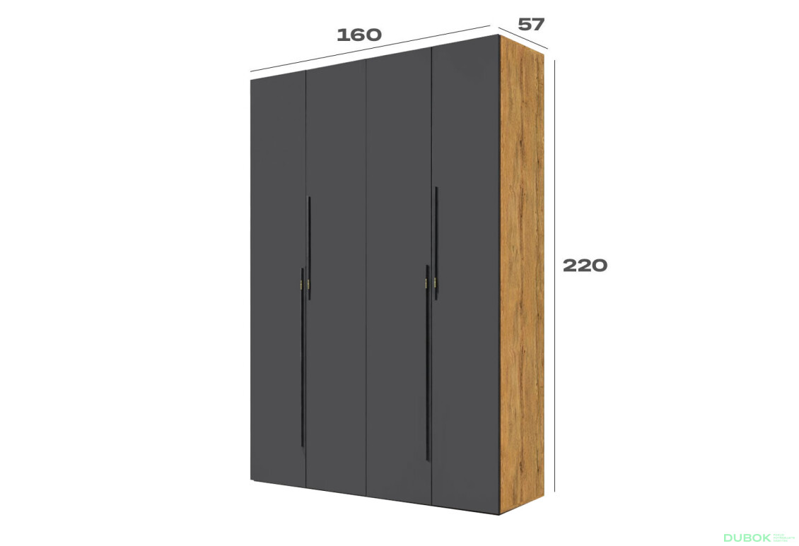Fotografie 3 - Skříň 4D 160 cm dub appalačský / grafit Space