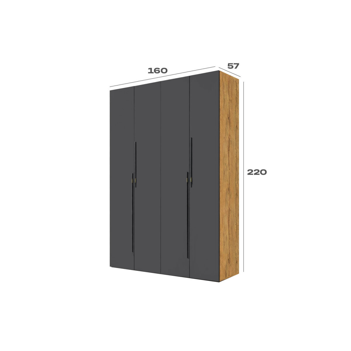 Skříň 4D 160 cm dub appalačský / grafit Space (obrázek 3)