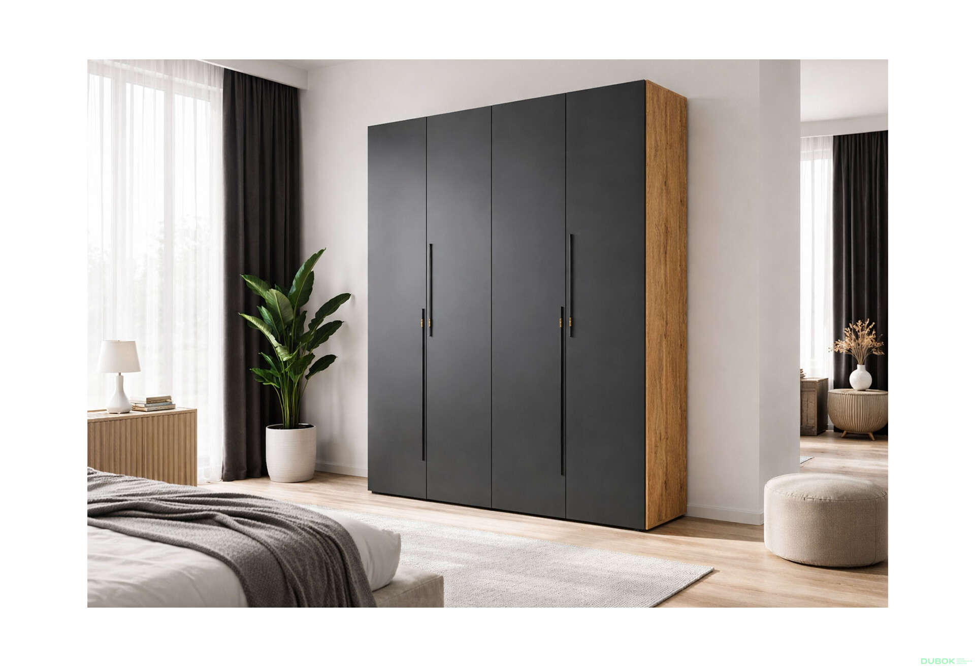 Fotografie 2 - Skříň 4D 160 cm dub appalačský / grafit Space