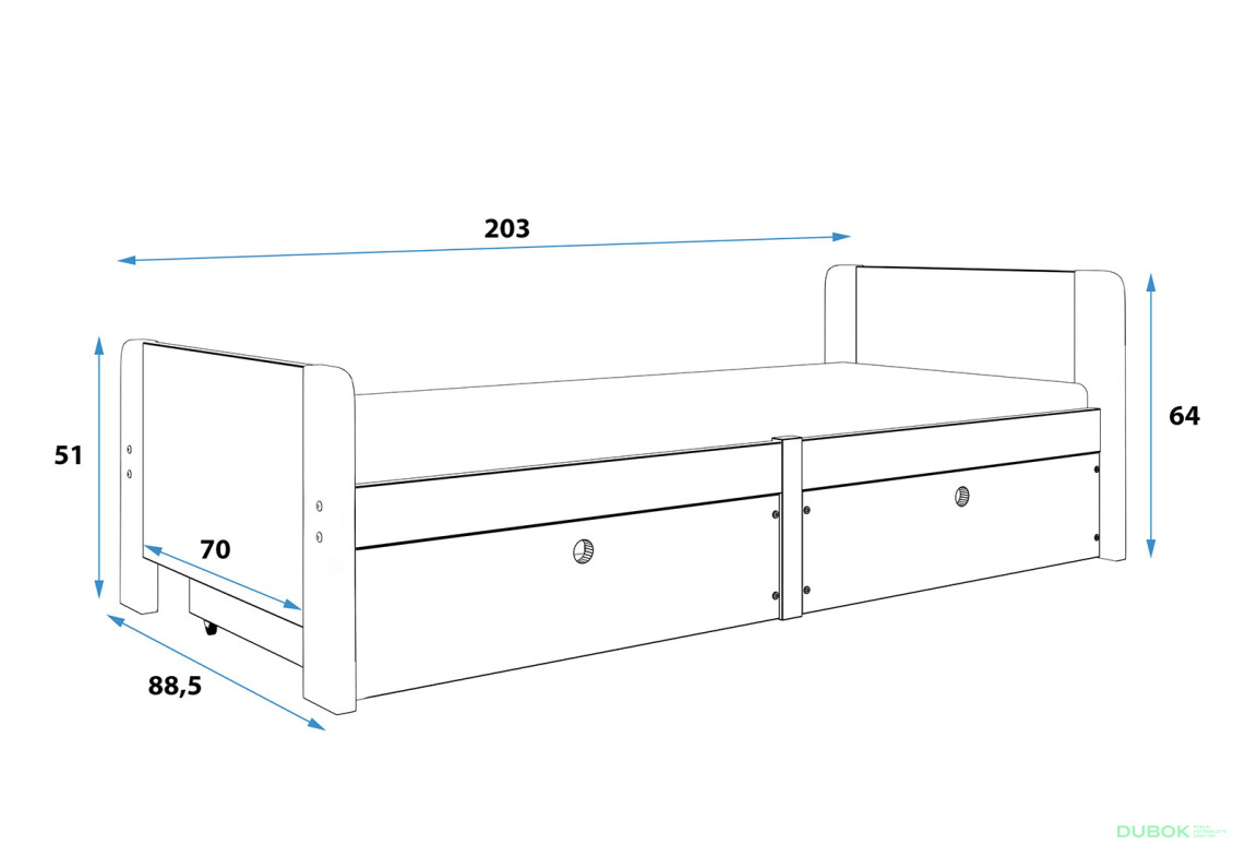 Postel Arek grafit / bílý + zásuvka 80x200 cm s roštem, matrací - Fotografie 4 Fotografie 4 - Postel Arek grafit / bílý + zásuvka 80x200 cm s roštem, matrací