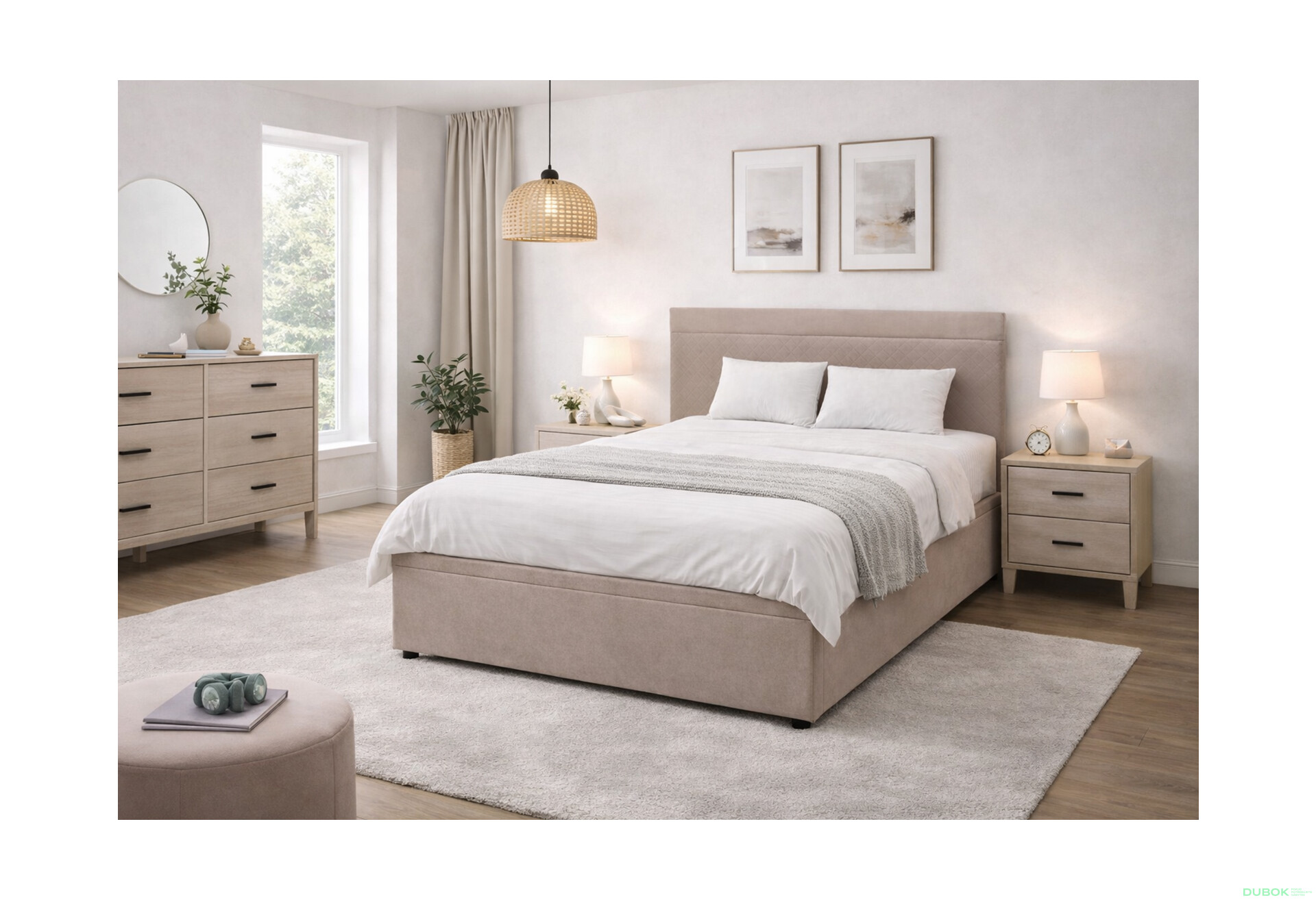 Fotografie 2 - Postel Fro Pik 140x200 s roštem, úložným prostorem Mono 233, béž