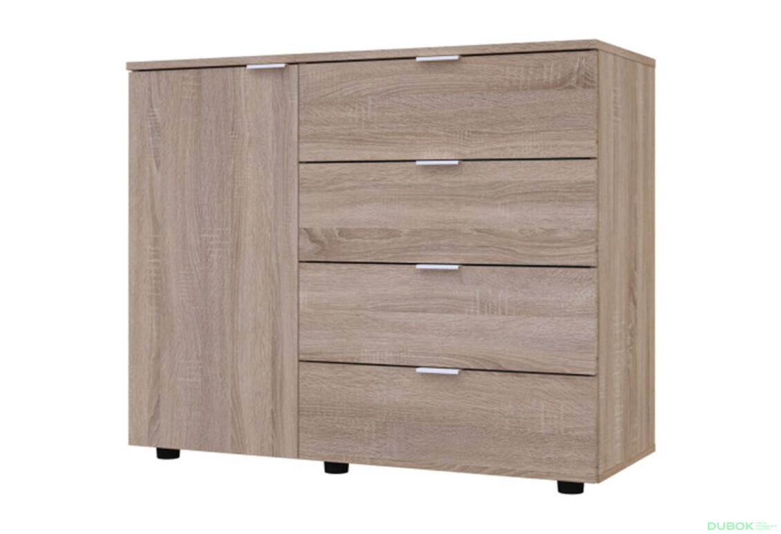 Komoda s dvířky a 4 zásuvkami GC1 100 cm Gelar Dub sonoma - Fotografie 1 Fotografie 1 - Komoda s dvířky a 4 zásuvkami GC1 100 cm Gelar Dub sonoma