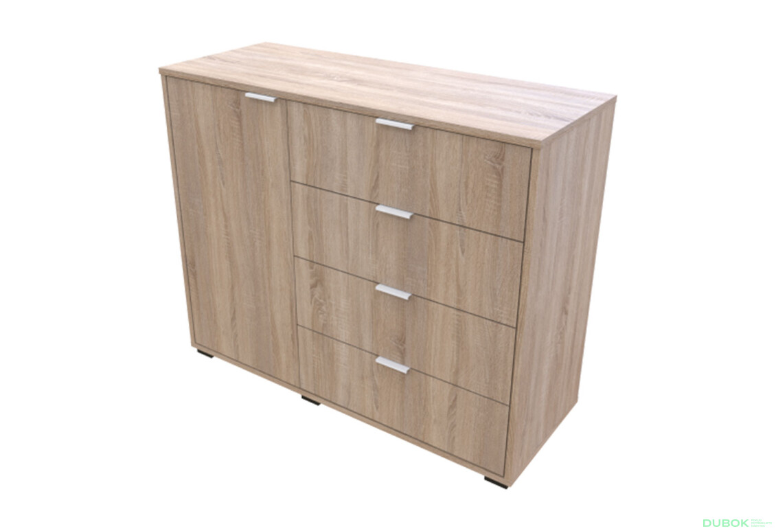 Komoda s dvířky a 4 zásuvkami GC1 100 cm Gelar Dub sonoma - Fotografie 3 Fotografie 3 - Komoda s dvířky a 4 zásuvkami GC1 100 cm Gelar Dub sonoma