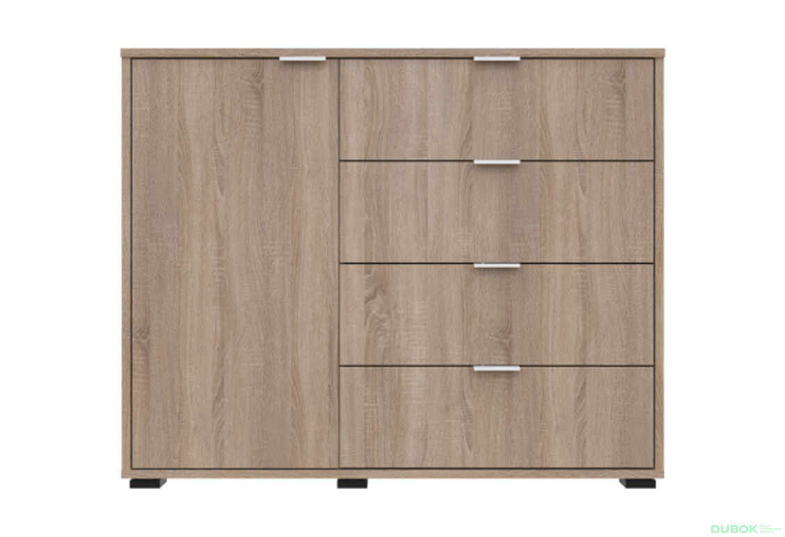 Komoda s dvířky a 4 zásuvkami GC1 100 cm Gelar Dub sonoma - Fotografie 2 Fotografie 2 - Komoda s dvířky a 4 zásuvkami GC1 100 cm Gelar Dub sonoma