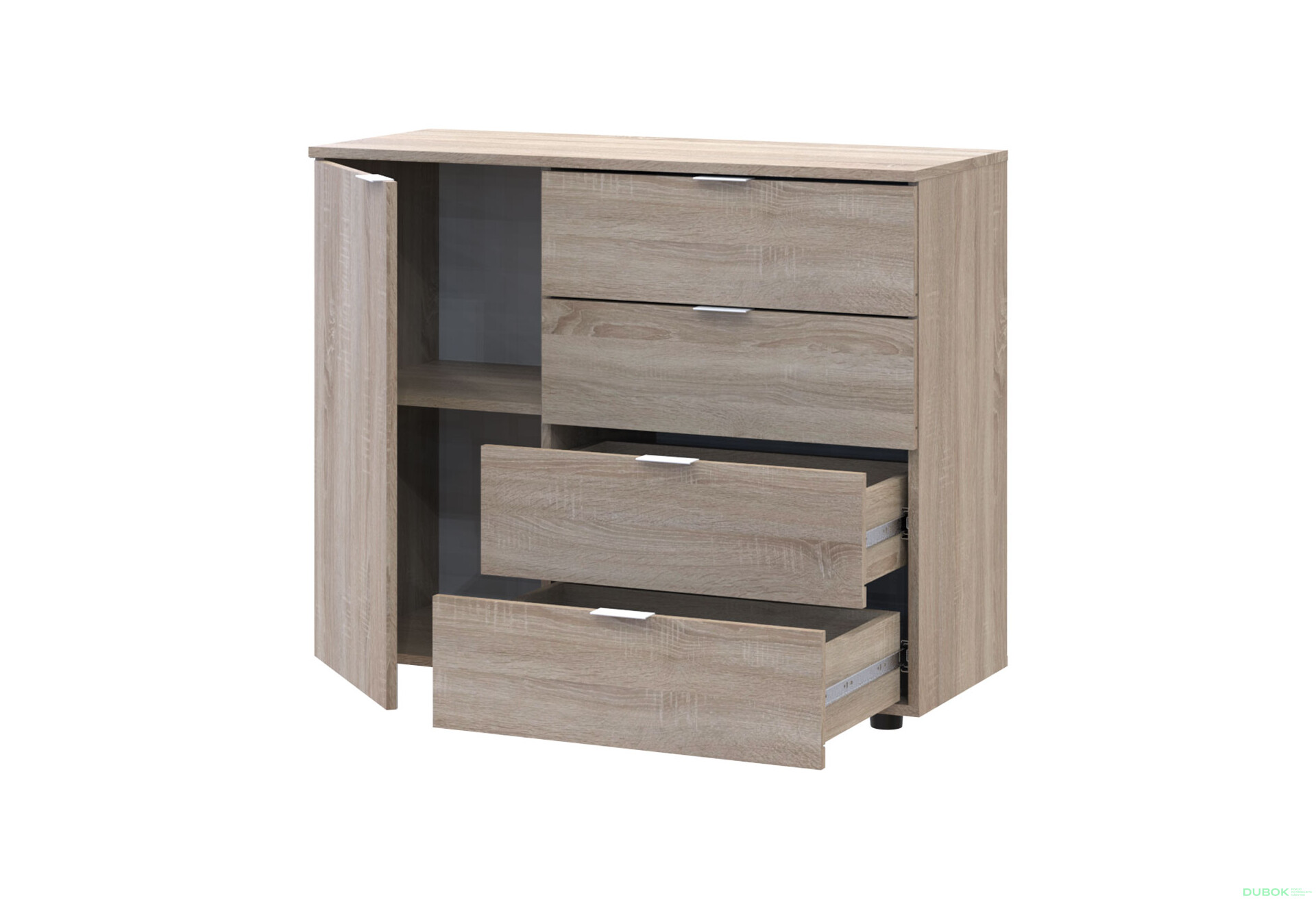 Komoda s dvířky a 4 zásuvkami GC1 100 cm Gelar Dub sonoma - Fotografie 4 Fotografie 4 - Komoda s dvířky a 4 zásuvkami GC1 100 cm Gelar Dub sonoma