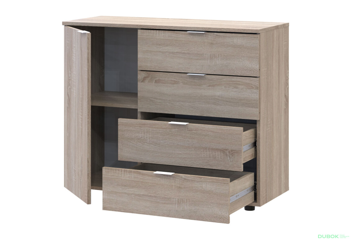 Komoda s dvířky a 4 zásuvkami GC1 100 cm Gelar Dub sonoma - Fotografie 4 Fotografie 4 - Komoda s dvířky a 4 zásuvkami GC1 100 cm Gelar Dub sonoma