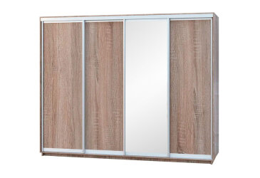 Skříň s posuvnými dveřmi 2400x3000x600 3LTD 1 zrcadlo dub sonoma, profil stříbrný