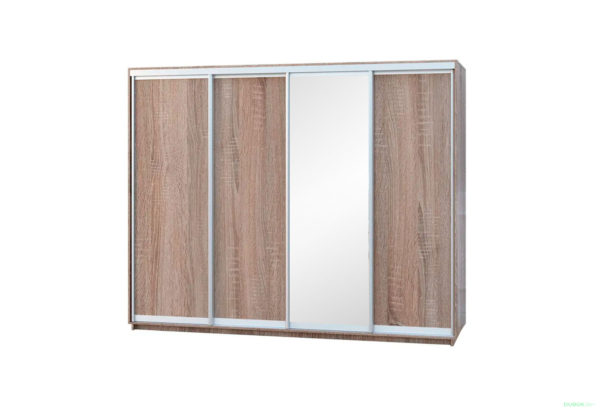 Fotografie 1 - Skříň s posuvnými dveřmi 2400x3000x600 3LTD 1 zrcadlo dub sonoma, profil stříbrný
