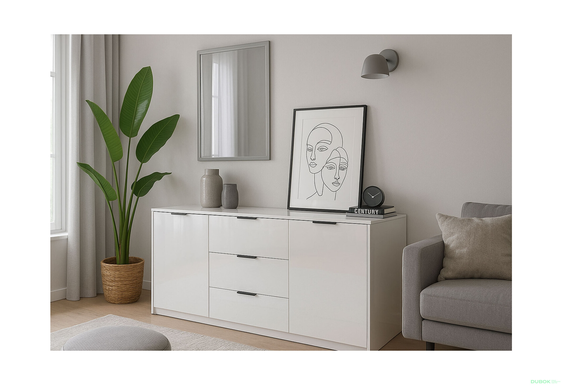 Fotografie 2 - Komoda Roma Color 2 dveře 3 šířky 1,6 m lesklá bílá