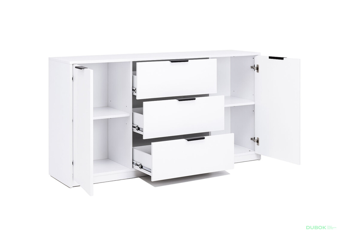 Fotografie 4 - Komoda Roma Color 2 dveře 3 šířky 1,6 m lesklá bílá