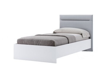 Postel 0,9x2,0 s čalouněným měkkým čelem a rámem, bílý lesk Family