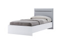 Postel 0,9x2,0 s čalouněným měkkým čelem a rámem, bílý lesk Family - Fotografie 1 Fotografie 1 - Postel 0,9x2,0 s čalouněným měkkým čelem a rámem, bílý lesk Family