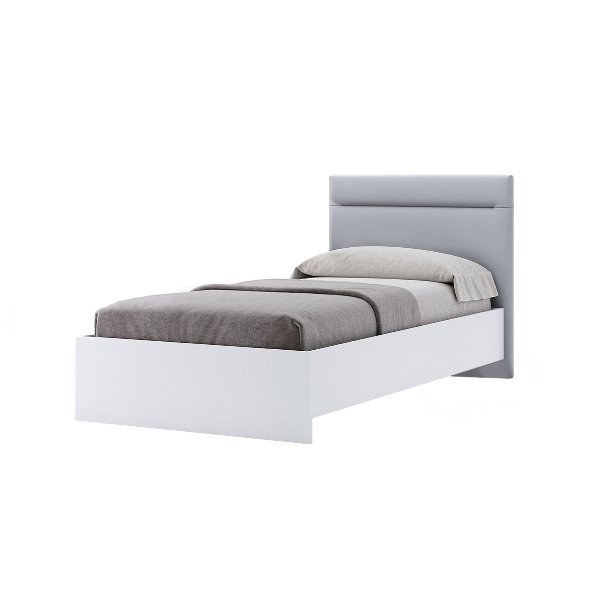 

Postel 0,9x2,0 s čalouněným měkkým čelem a rámem, bílý lesk Family