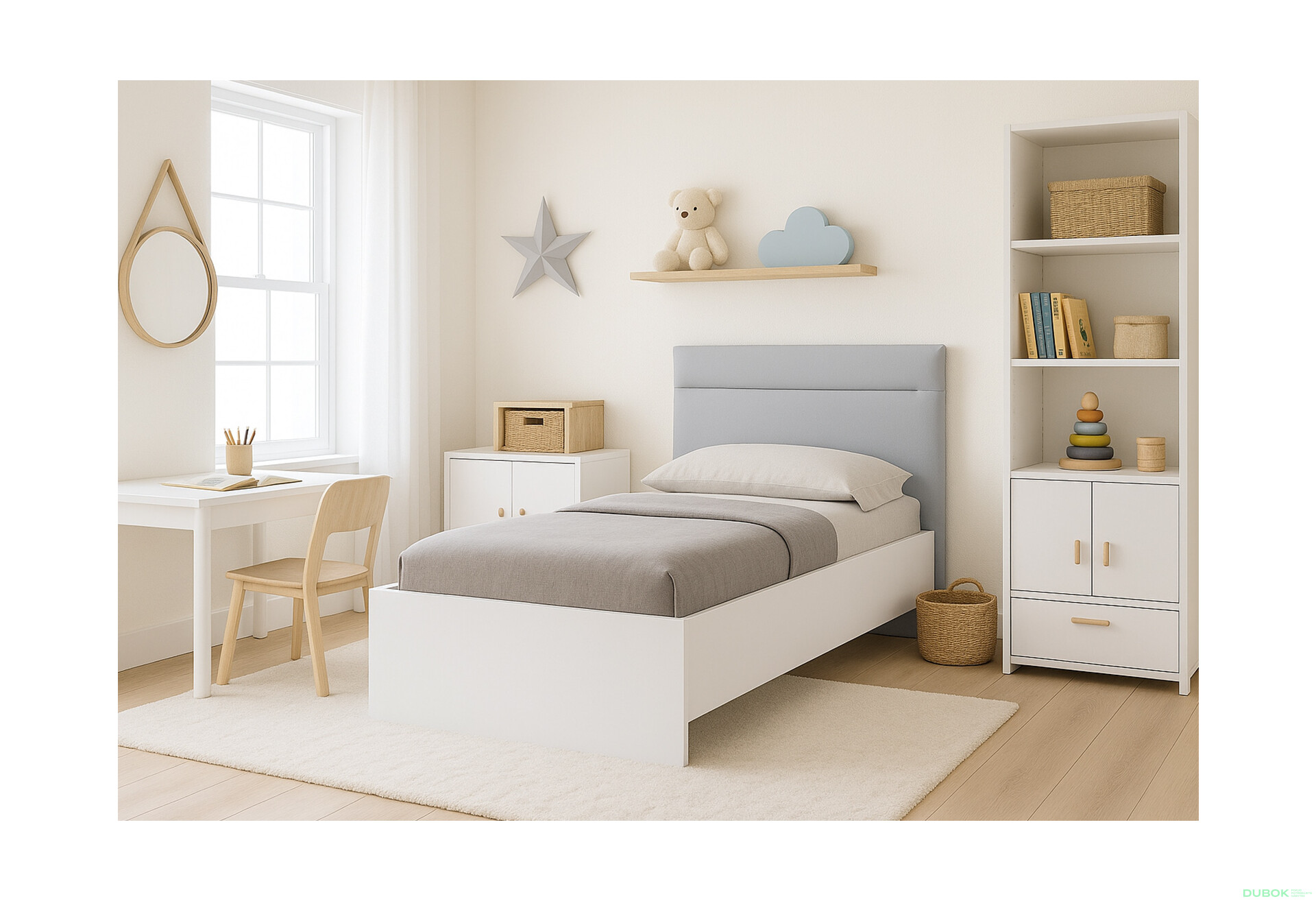 Fotografie 2 - Postel 0,9x2,0 s čalouněným měkkým čelem a rámem, bílý lesk Family