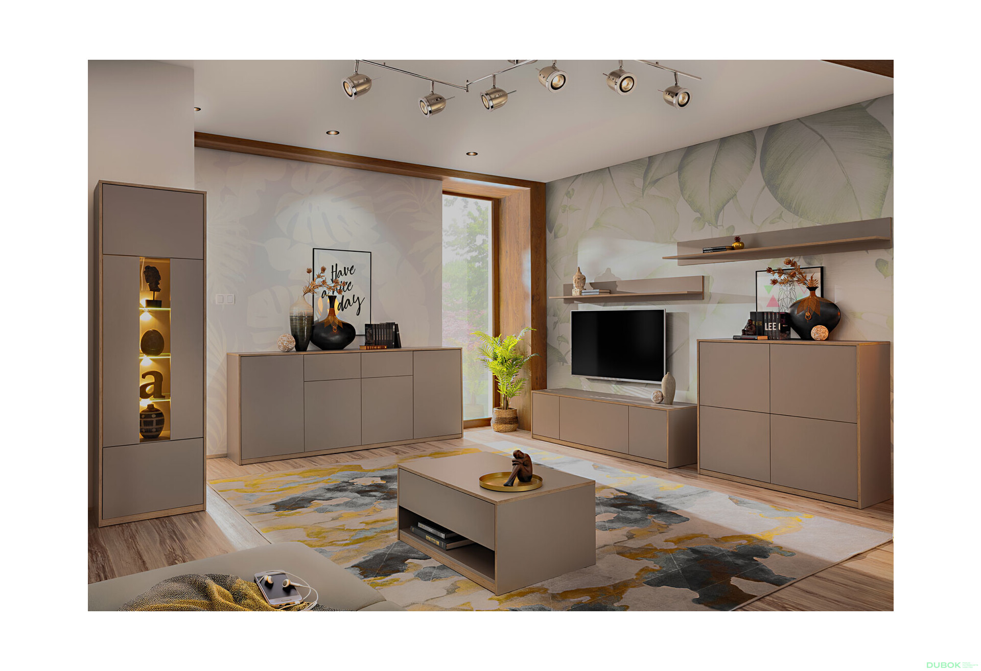 Obývací sestava šedý kubanit Complex - Fotografie 1 Fotografie 1 - Obývací sestava šedý kubanit Complex