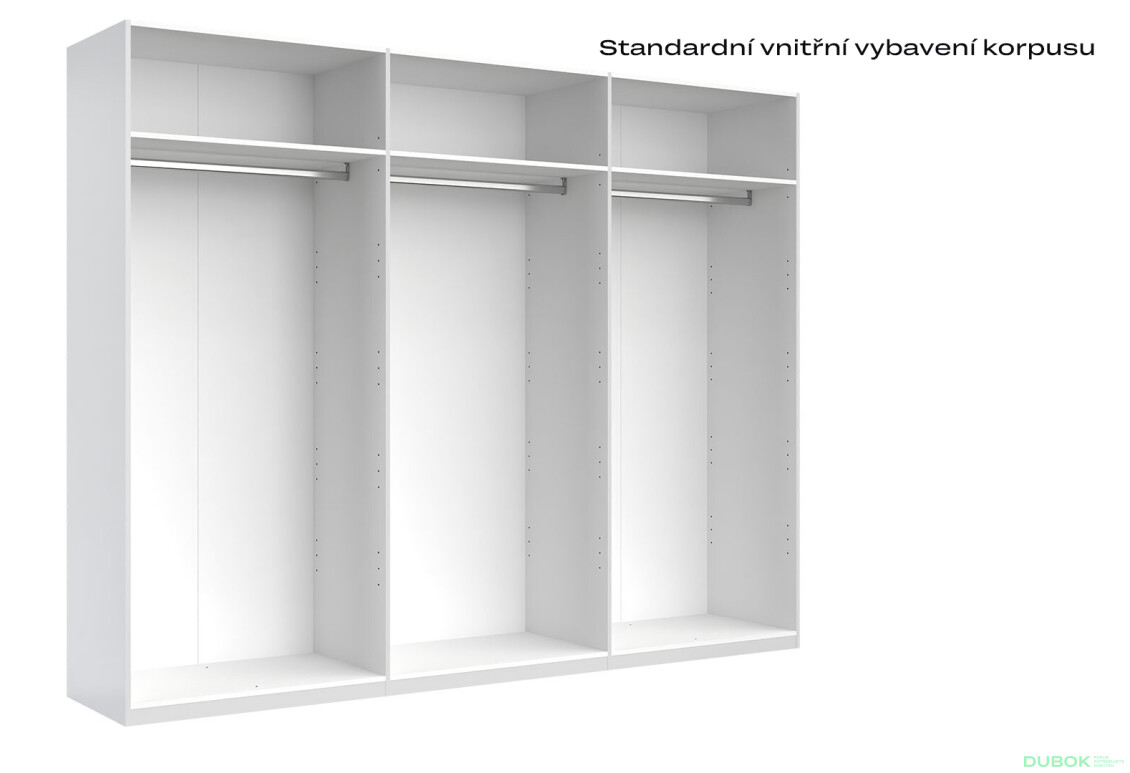 Fotografie 5 - Skříň 6dv se zrcadlem, série N bílá Family