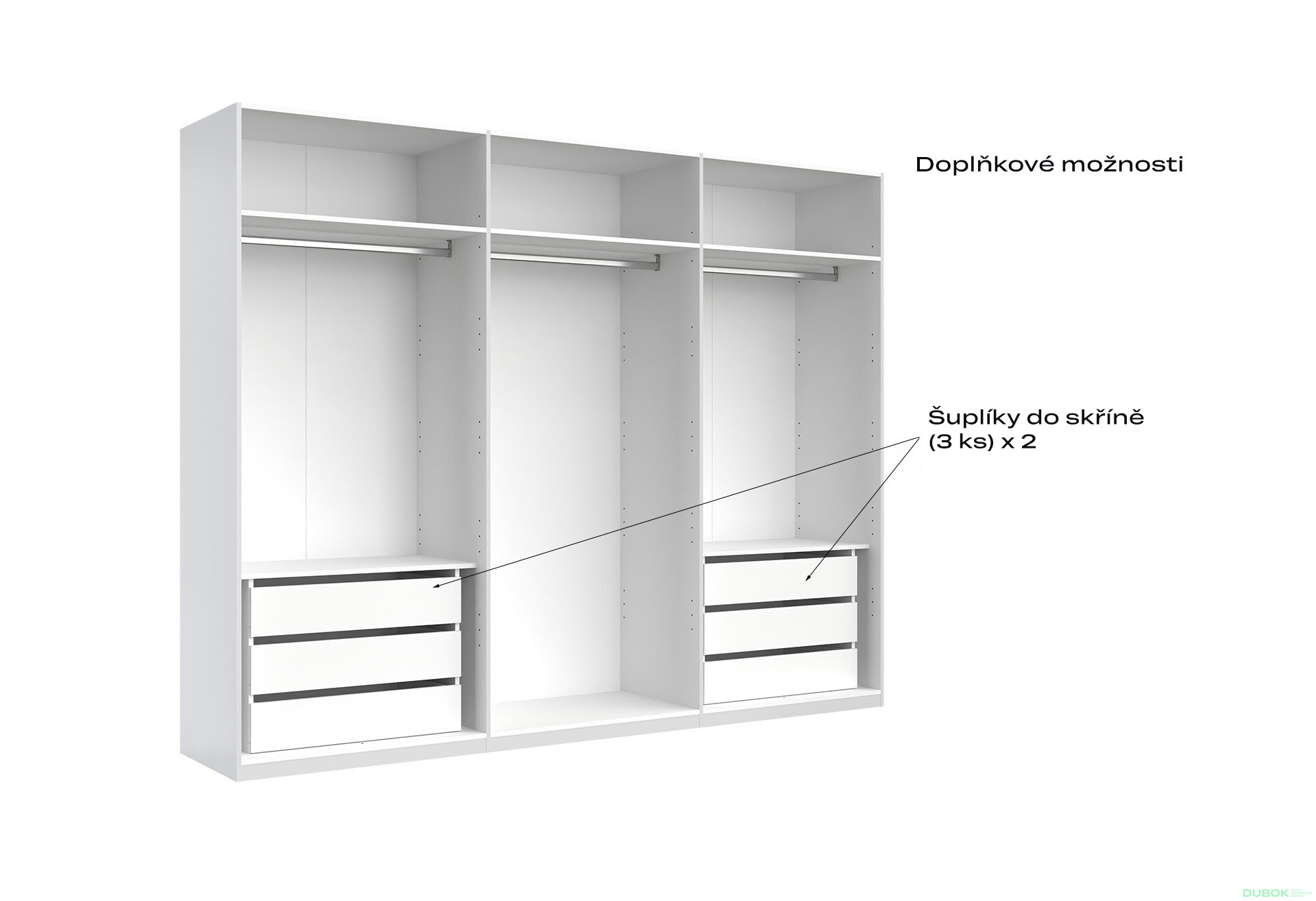 Skříň 6dv bez zrcadel, série N bílá Family - Fotografie 7 Fotografie 7 - Skříň 6dv bez zrcadel, série N bílá Family