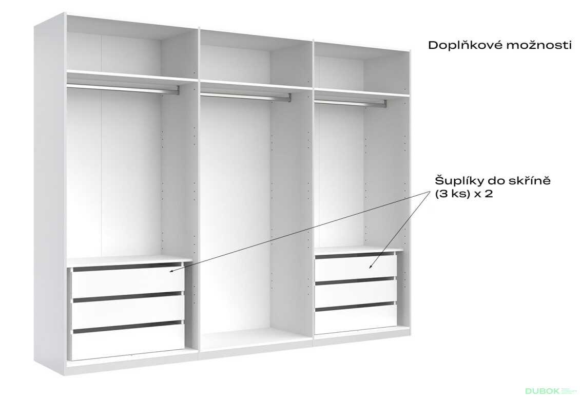 Skříň 6dv bez zrcadel, série N bílá Family - Fotografie 7 Fotografie 7 - Skříň 6dv bez zrcadel, série N bílá Family