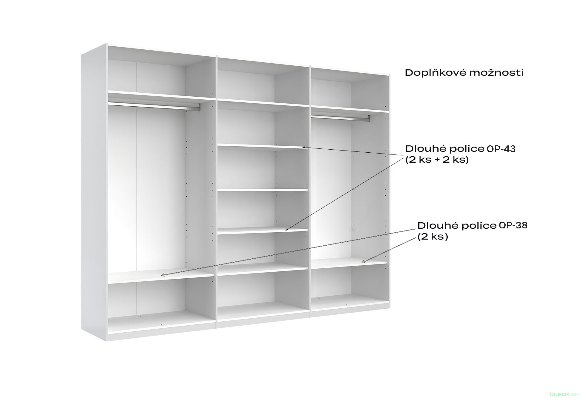 Fotografie 10 - Skříň 6dv bez zrcadel, série N bílá Family