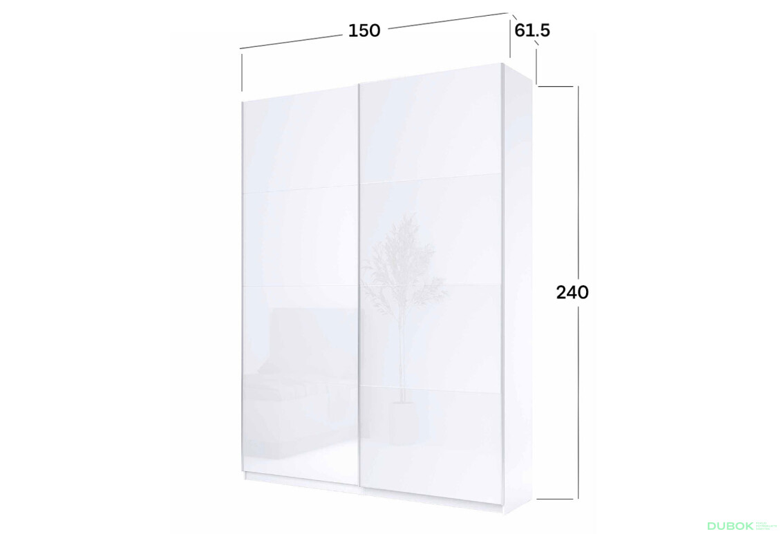 Fotografie 4 - Skříň s posuvnými dveřmi 1,5x2,4 m (Dveře Lesklá Bílá), série N Family