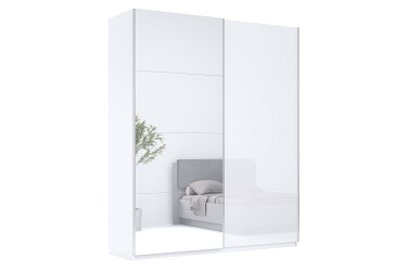 Skříň s posuvnými dveřmi 1,5x2,4m (Dveře Lesklé Bílé/Zrcadlo), série N Family