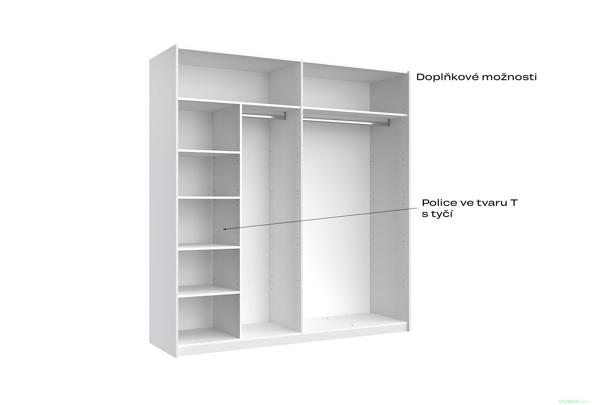 Skříň s posuvnými dveřmi 2,0x2,1m (Dveře Lesklé Bílé), série N Family - Fotografie 6 Fotografie 6 - Skříň s posuvnými dveřmi 2,0x2,1m (Dveře Lesklé Bílé), série N Family