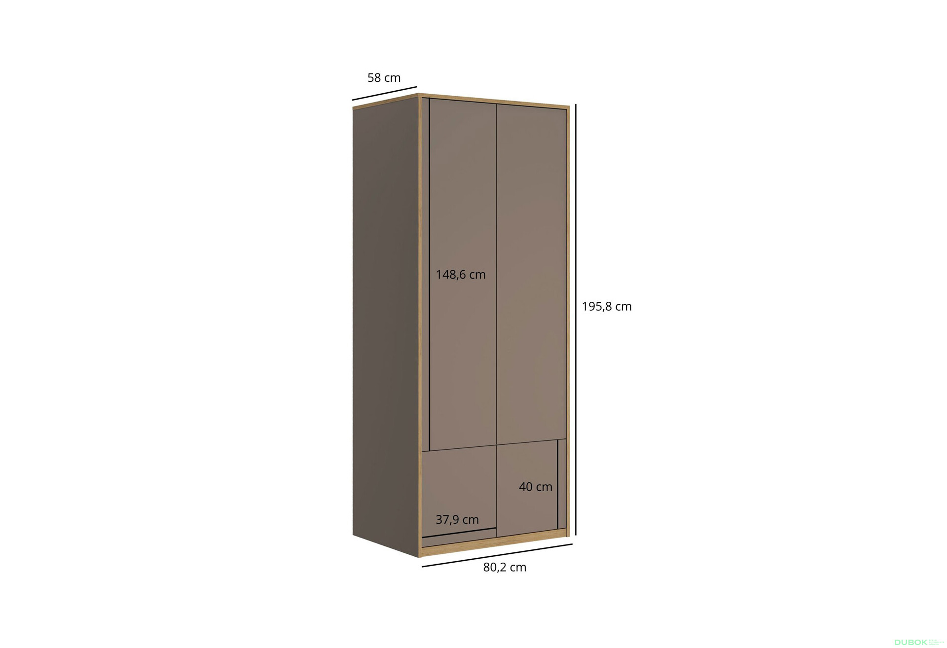 Skříň čtyřdveřová Complex 80x196x58 cm šedý kubanit - Fotografie 6 Fotografie 6 - Skříň čtyřdveřová Complex 80x196x58 cm šedý kubanit