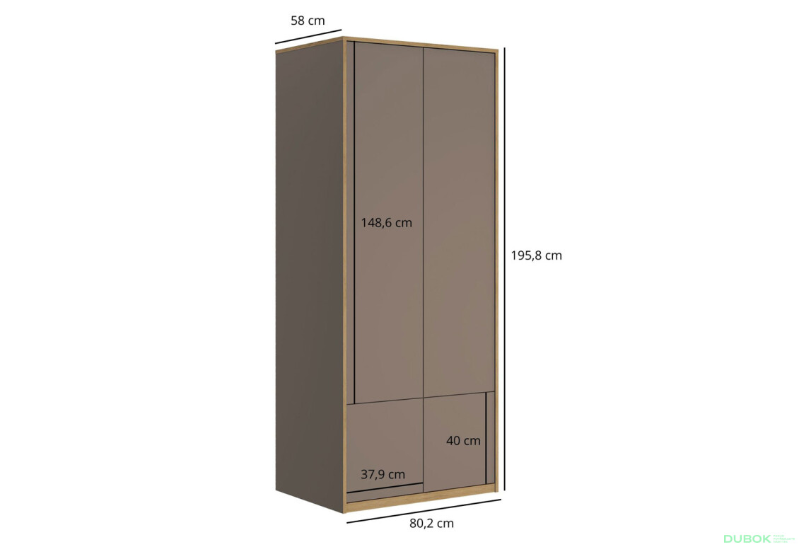 Skříň čtyřdveřová Complex 80x196x58 cm šedý kubanit - Fotografie 6 Fotografie 6 - Skříň čtyřdveřová Complex 80x196x58 cm šedý kubanit