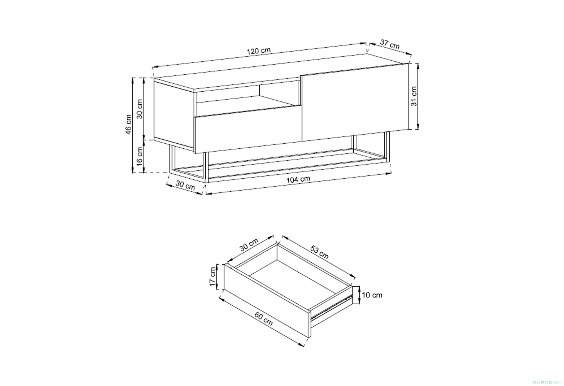 Fotografie 3 - TV stolek ERTVSZ120 dub artisan + Rám Enjoy