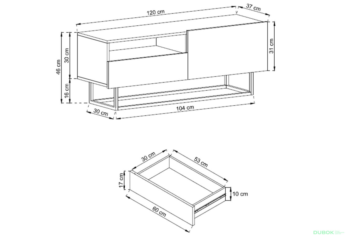 Fotografie 3 - TV stolek ERTVSZ120 dub artisan + Rám Enjoy