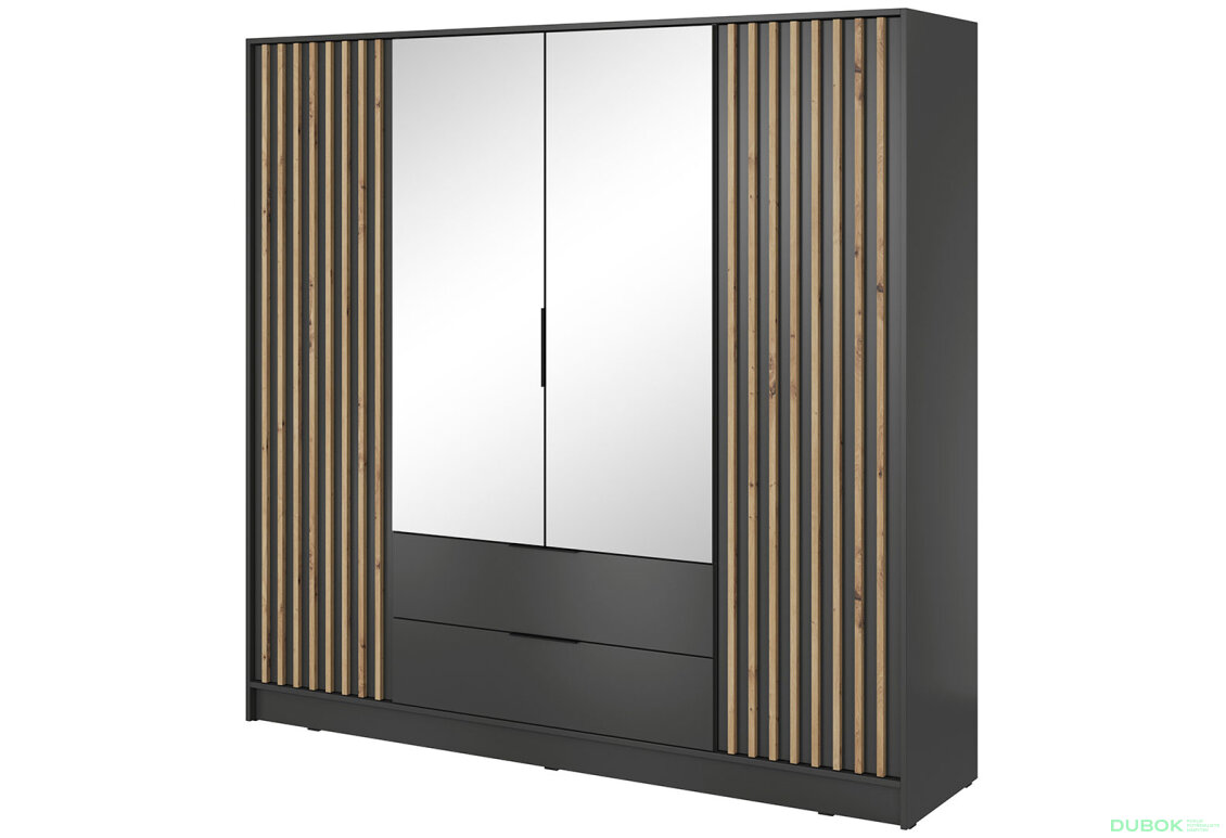 Skříň 4D se zrcadlem grafit Nelly