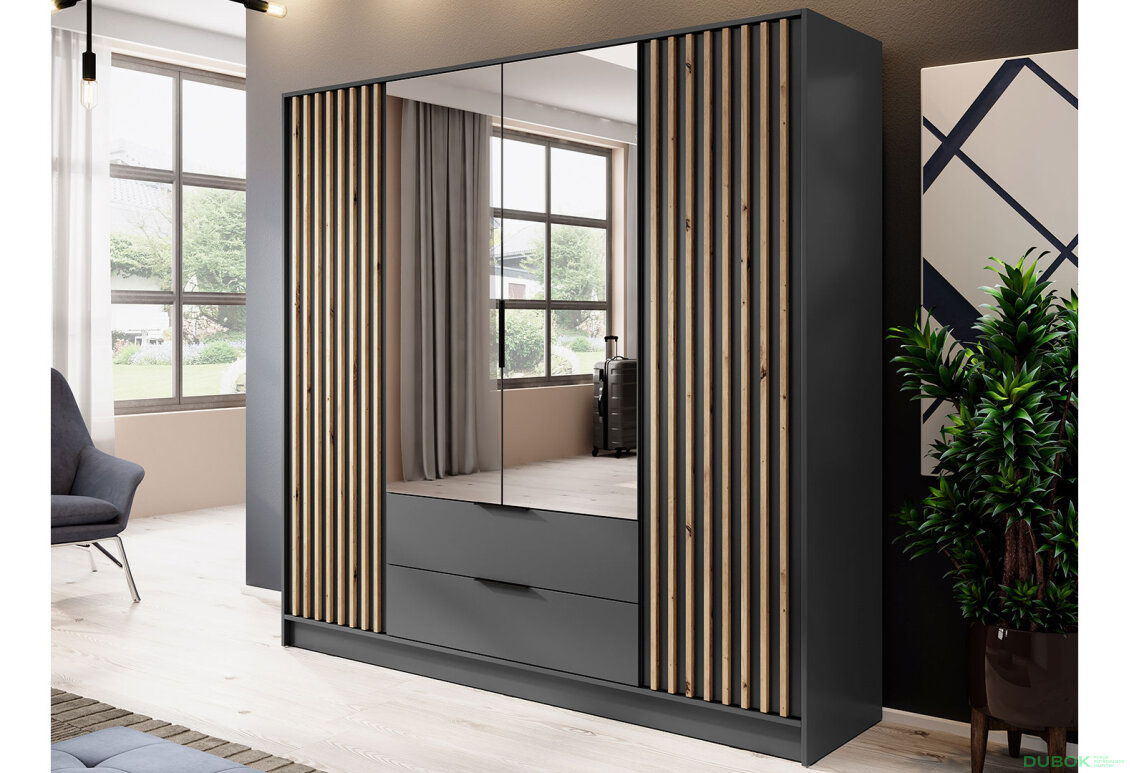 Fotografie 3 - Skříň 4D se zrcadlem grafit Nelly