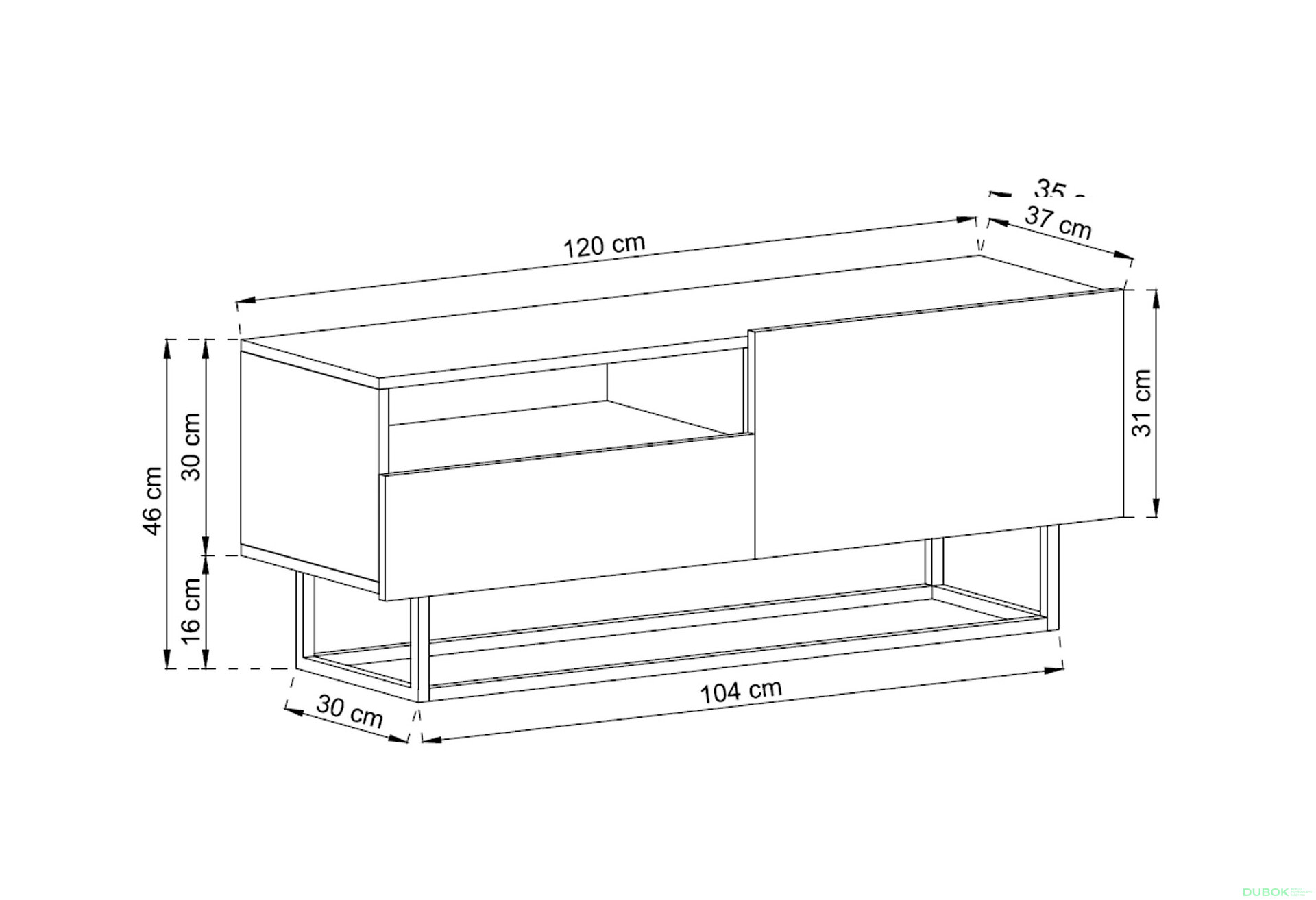 Fotografie 2 - TV stolek ERTVSZ120 dub artisan Enjoy