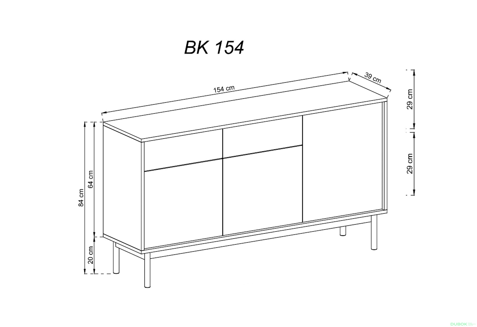 Fotografie 2 - Komoda BK154 jackson hickory / grafit Basic