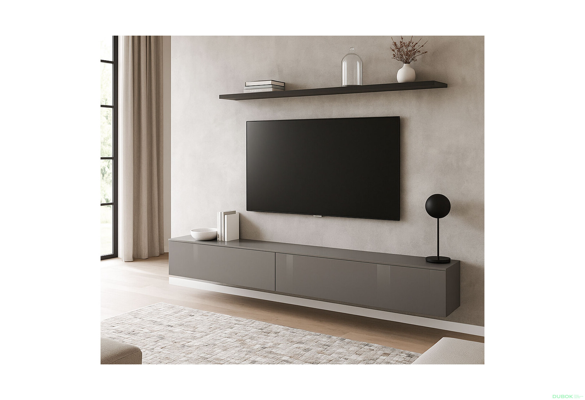 Fotografie 2 - TV stolek 2,4 šedý lávový lesk Legs Box