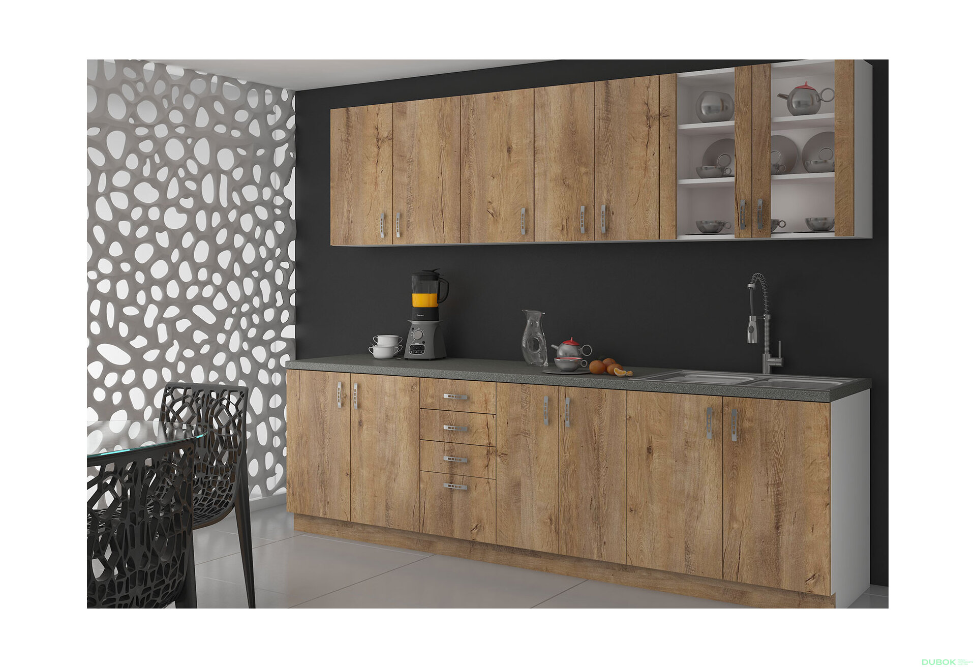 Fotografie 1 - Modulární kuchyně Sara bílá / dub burgundský