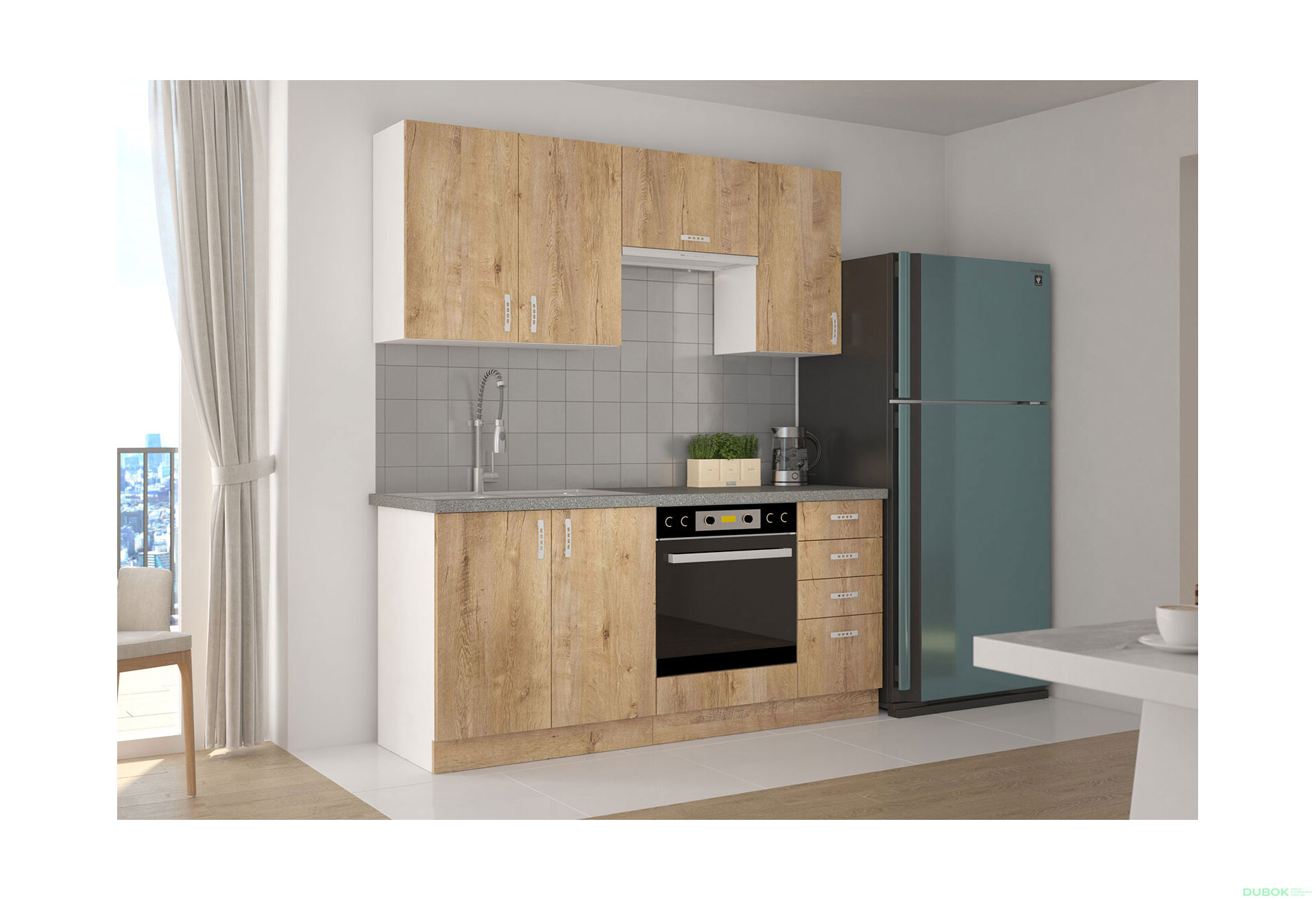 Fotografie 3 - Modulární kuchyně Sara bílá / dub burgundský