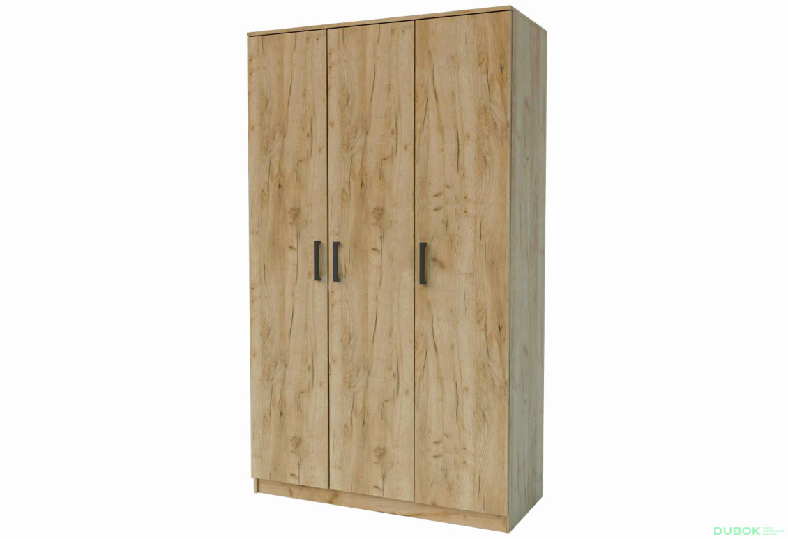 Skříň třídveřová Simple 120 cm Dub kraft zlatý - Fotografie 1 Fotografie 1 - Skříň třídveřová Simple 120 cm Dub kraft zlatý