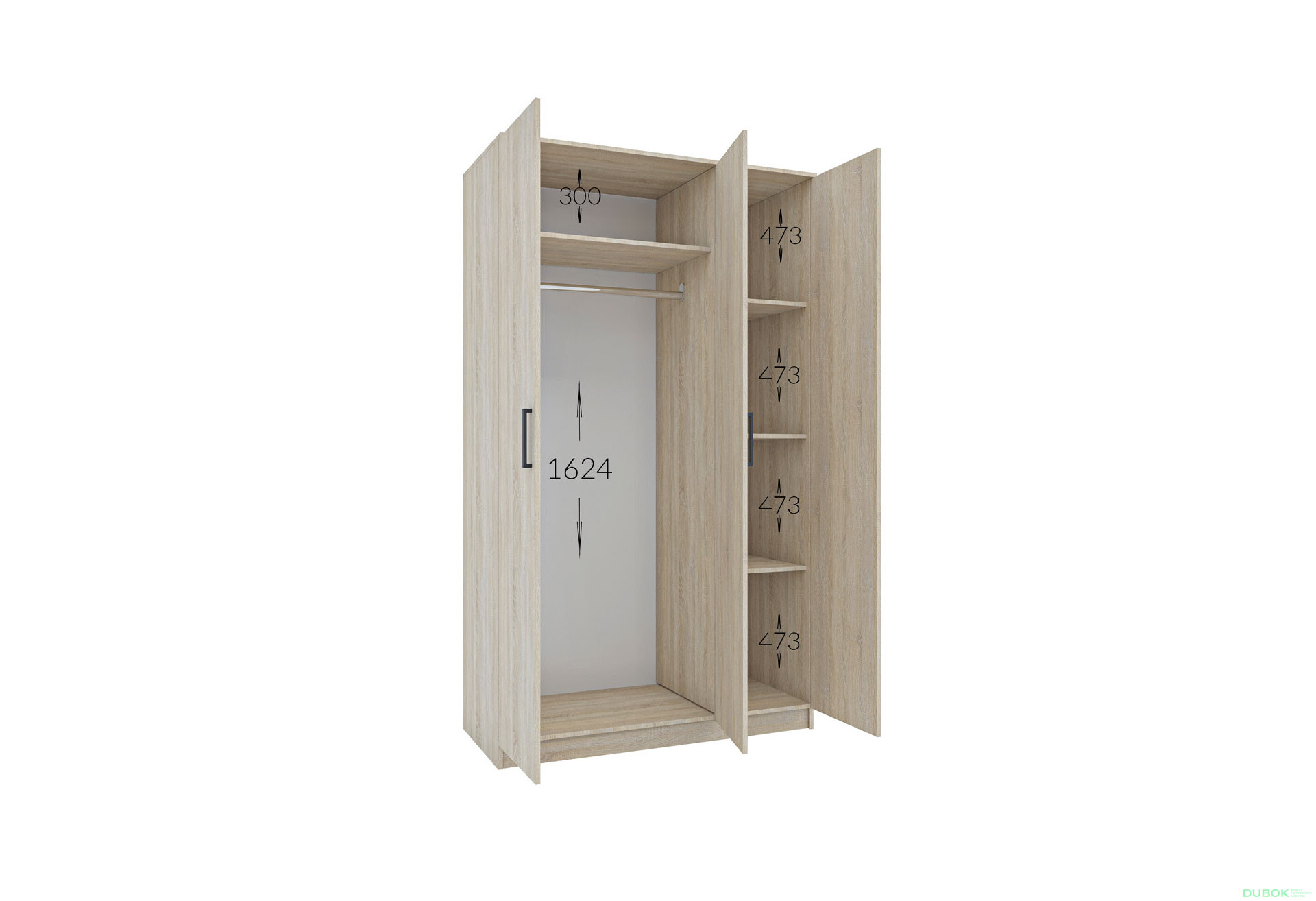 Fotografie 2 - Skříň třídveřová Simple 120 cm Dub kraft zlatý