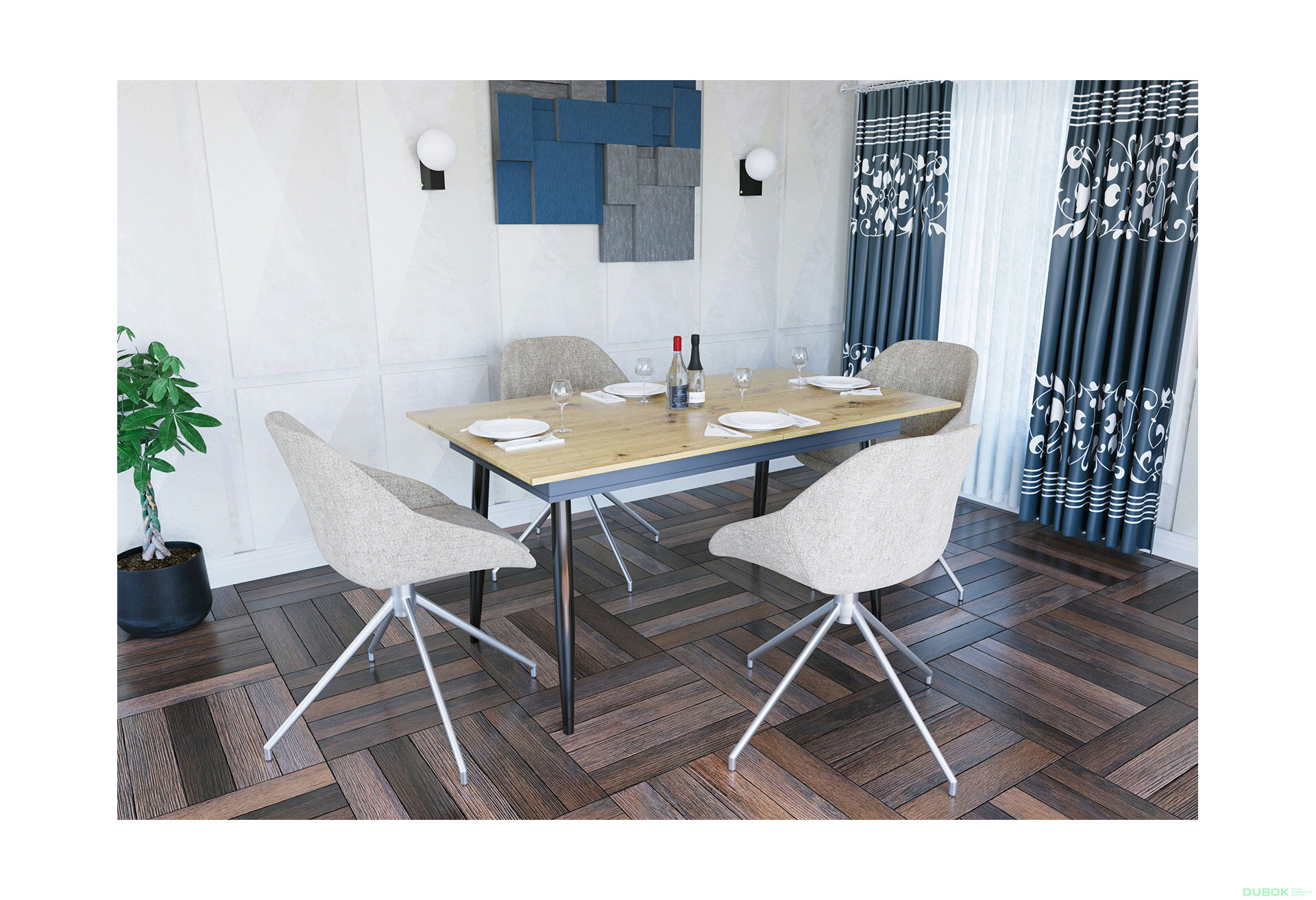 Fotografie 3 - Rozkládací stůl City 150x85 cm Dub artisan / Antracit Vystavený kus