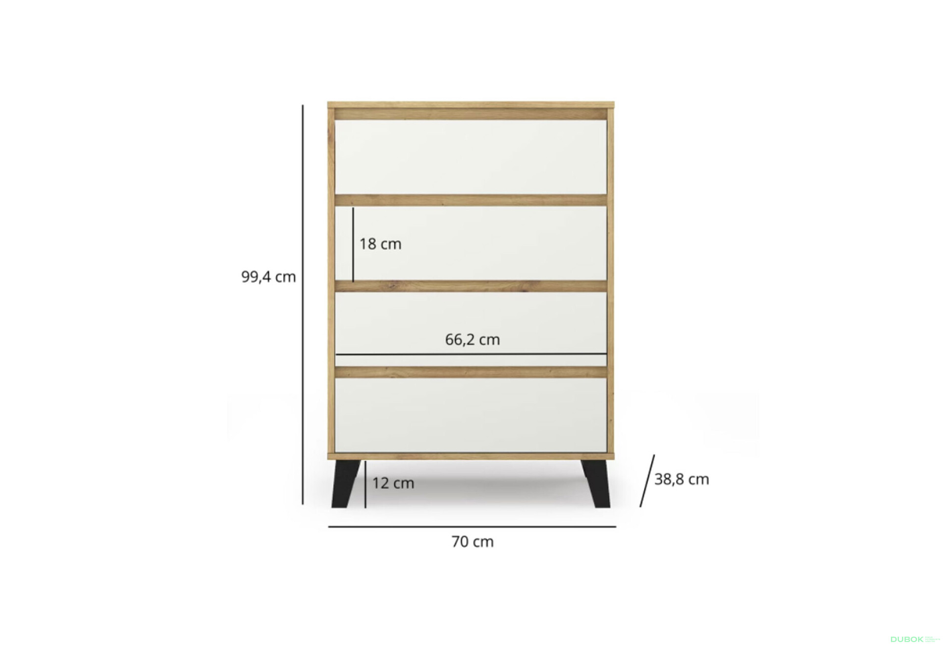 Fotografie 6 - Komoda Borg 4s/70 dub artisan / bílá